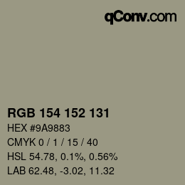 Color code: RGB 154 152 131 | qconv.com