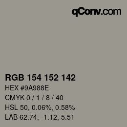 カラーコード: RGB 154 152 142 | qconv.com
