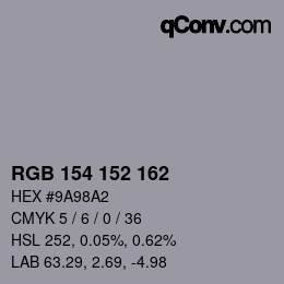 カラーコード: RGB 154 152 162 | qconv.com