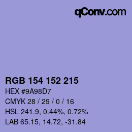 Code couleur: RGB 154 152 215 | qconv.com