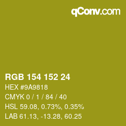 カラーコード: RGB 154 152 24 | qconv.com