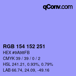 Color code: RGB 154 152 251 | qconv.com