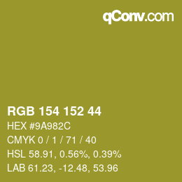 Color code: RGB 154 152 44 | qconv.com