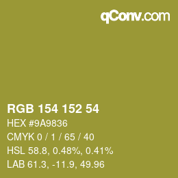 Color code: RGB 154 152 54 | qconv.com