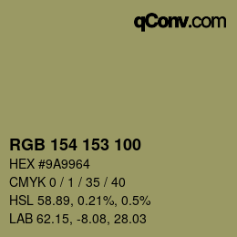 Color code: RGB 154 153 100 | qconv.com
