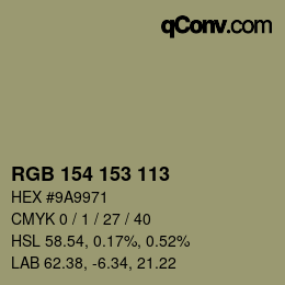 Color code: RGB 154 153 113 | qconv.com