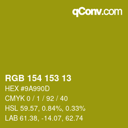 Color code: RGB 154 153 13 | qconv.com