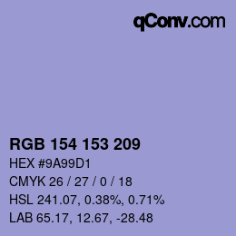 Color code: RGB 154 153 209 | qconv.com