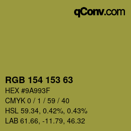Color code: RGB 154 153 63 | qconv.com