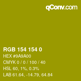 Color code: RGB 154 154 0 | qconv.com