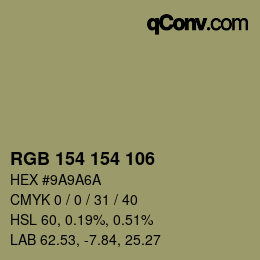 Color code: RGB 154 154 106 | qconv.com
