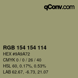 Farbcode: RGB 154 154 114 | qconv.com