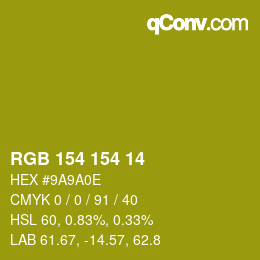 Color code: RGB 154 154 14 | qconv.com