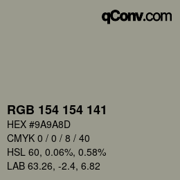 Color code: RGB 154 154 141 | qconv.com