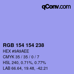 Color code: RGB 154 154 238 | qconv.com