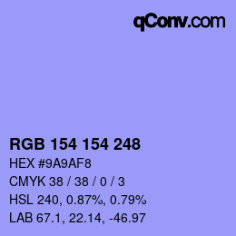 Color code: RGB 154 154 248 | qconv.com