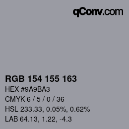 Farbcode: RGB 154 155 163 | qconv.com