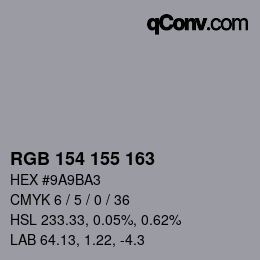 Código de color: RGB 154 155 163 | qconv.com