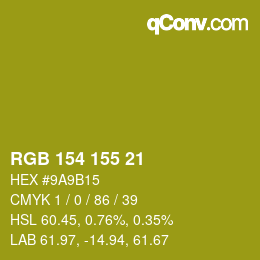 Color code: RGB 154 155 21 | qconv.com