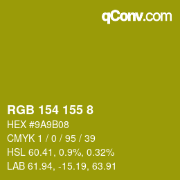 Color code: RGB 154 155 8 | qconv.com