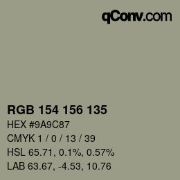 カラーコード: RGB 154 156 135 | qconv.com
