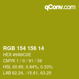 Color code: RGB 154 156 14 | qconv.com