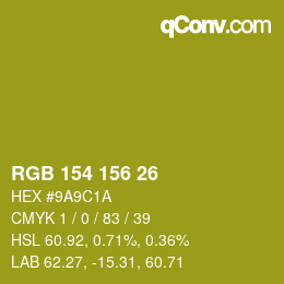 Color code: RGB 154 156 26 | qconv.com