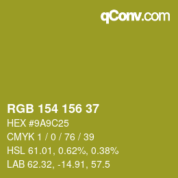 カラーコード: RGB 154 156 37 | qconv.com