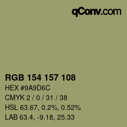 Farbcode: RGB 154 157 108 | qconv.com