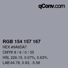 Código de color: RGB 154 157 167 | qconv.com