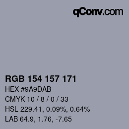 Color code: RGB 154 157 171 | qconv.com