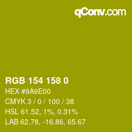 颜色代码: RGB 154 158 0 | qconv.com