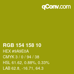 カラーコード: RGB 154 158 10 | qconv.com