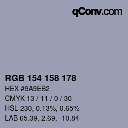 颜色代码: RGB 154 158 178 | qconv.com