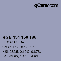 カラーコード: RGB 154 158 186 | qconv.com