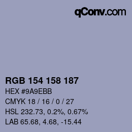 Color code: RGB 154 158 187 | qconv.com
