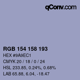 カラーコード: RGB 154 158 193 | qconv.com