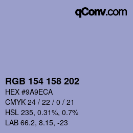 カラーコード: RGB 154 158 202 | qconv.com