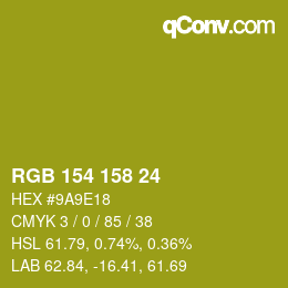 カラーコード: RGB 154 158 24 | qconv.com