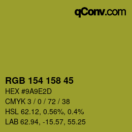 Color code: RGB 154 158 45 | qconv.com