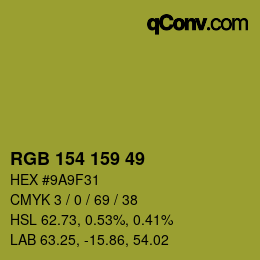 Color code: RGB 154 159 49 | qconv.com