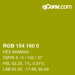 颜色代码: RGB 154 160 0 | qconv.com