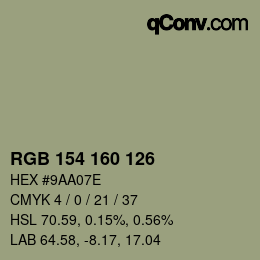 颜色代码: RGB 154 160 126 | qconv.com