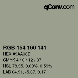 Color code: RGB 154 160 141 | qconv.com