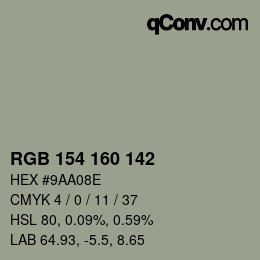 Color code: RGB 154 160 142 | qconv.com