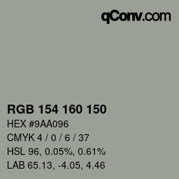 Color code: RGB 154 160 150 | qconv.com