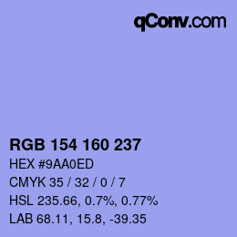 Color code: RGB 154 160 237 | qconv.com