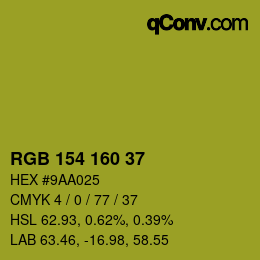 Color code: RGB 154 160 37 | qconv.com
