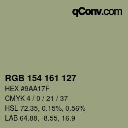 Código de color: RGB 154 161 127 | qconv.com