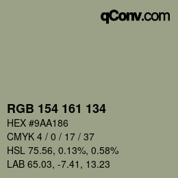 Color code: RGB 154 161 134 | qconv.com